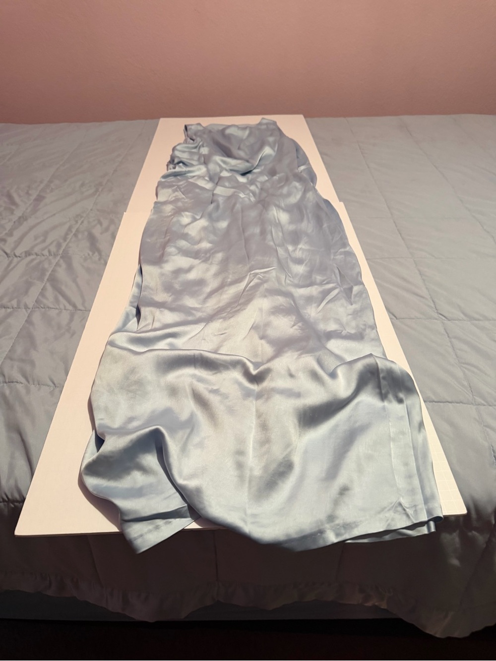 BHLDN Slate Blue Satin Slip Dress